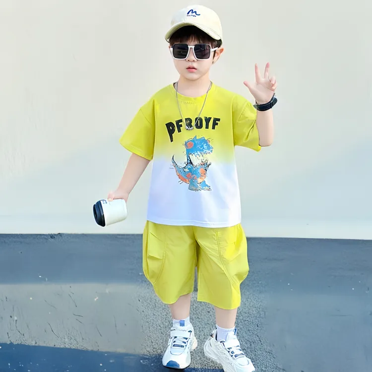 2025年款衣服儿童夏季男孩男童套装休闲宽松韩版舒适印花短袖短裤