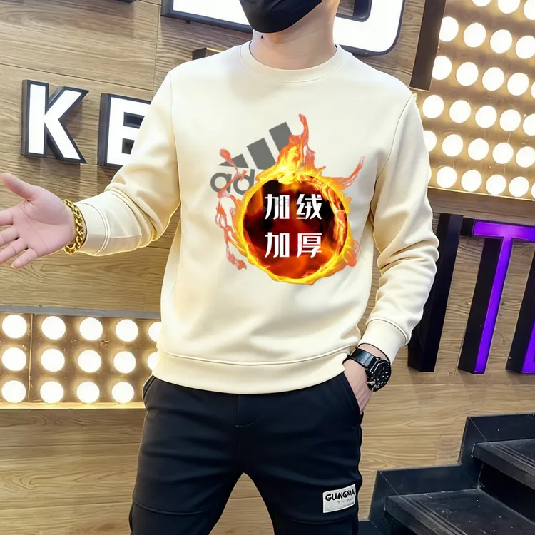 秋季长袖卫衣男秋装2025新款潮流秋衣小衫港风内搭打底衫圆领上衣