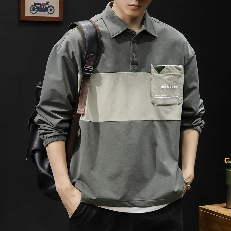 polo衬衫男休闲长袖高级感宽松大码户外速干冲锋衣男士外套25春秋