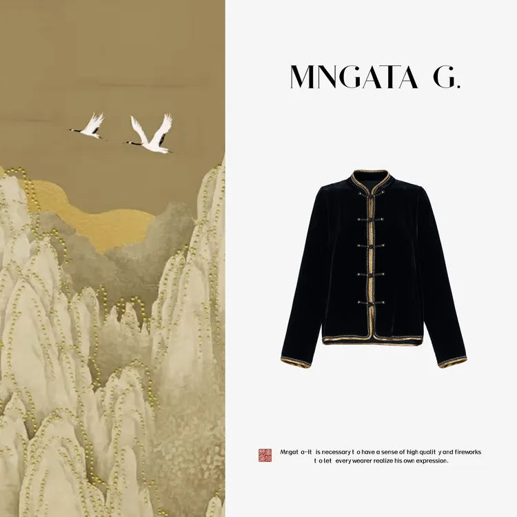 MNGATA G.宫小妍【真丝·暮苍山】丝绒早秋新中式中国风外套5070450