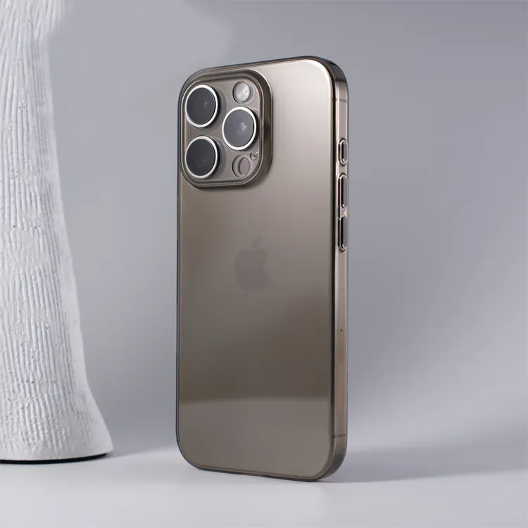 适用苹果16promax手机壳简约裸机感iphone15金属按键13透明14软壳