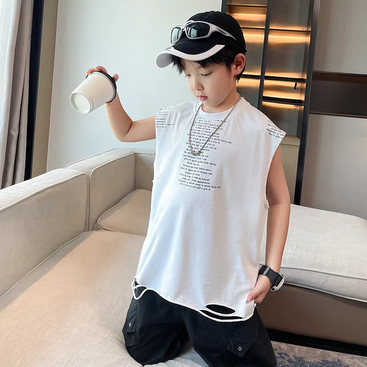 男童无袖背心T恤上衣帅气儿童夏装薄款背心坎肩百搭透气2025新款t