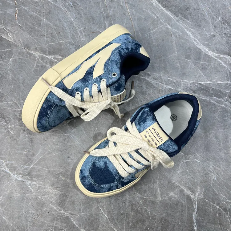 原创设计低帮厚底扎染面包板鞋秋冬款男鞋百搭男生干净感痞帅鞋子