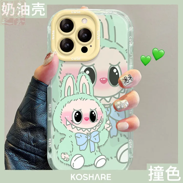 可爱拉布布适用苹果16promax手机壳13全包防摔15卡通情侣14保护套