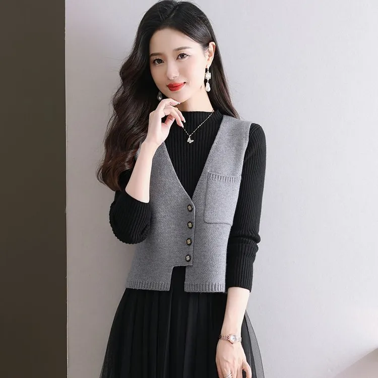 小香风针织毛线马甲女2025新款坎肩短款毛衣外套新中式马夹秋冬