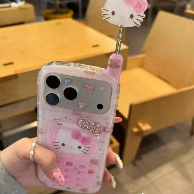 可爱猫咪大哥大伸缩适用iPhone17promax手机壳15新款17pro网红女