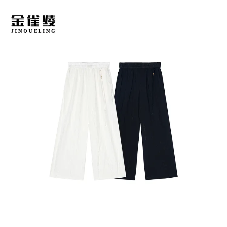 金雀绫【自在如风】新中式设计休闲简约加宽加大九分直筒裤SZA2K414