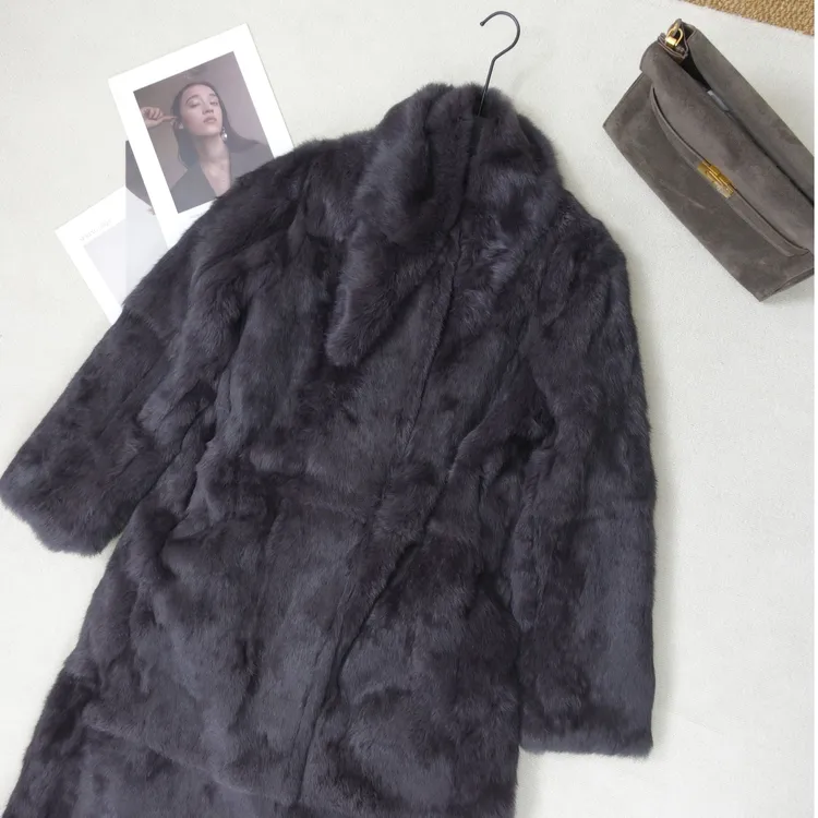 兔毛长款外套时尚休闲保暖冬皮毛一体百搭欧美时尚外套032669+86+