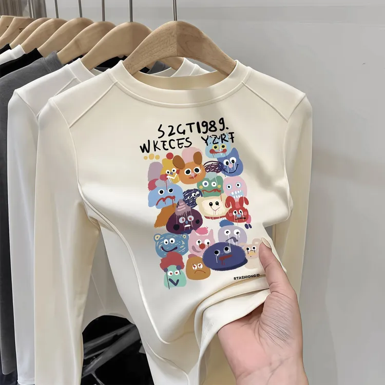 儿童长袖女童ins卡通潮款印花秋冬季打底衫可爱超萌儿童百搭上衣