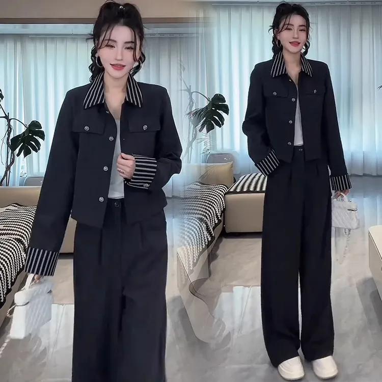 时尚气质套装2025秋季新款洋气显瘦短款外套小众炸街高级感女装
