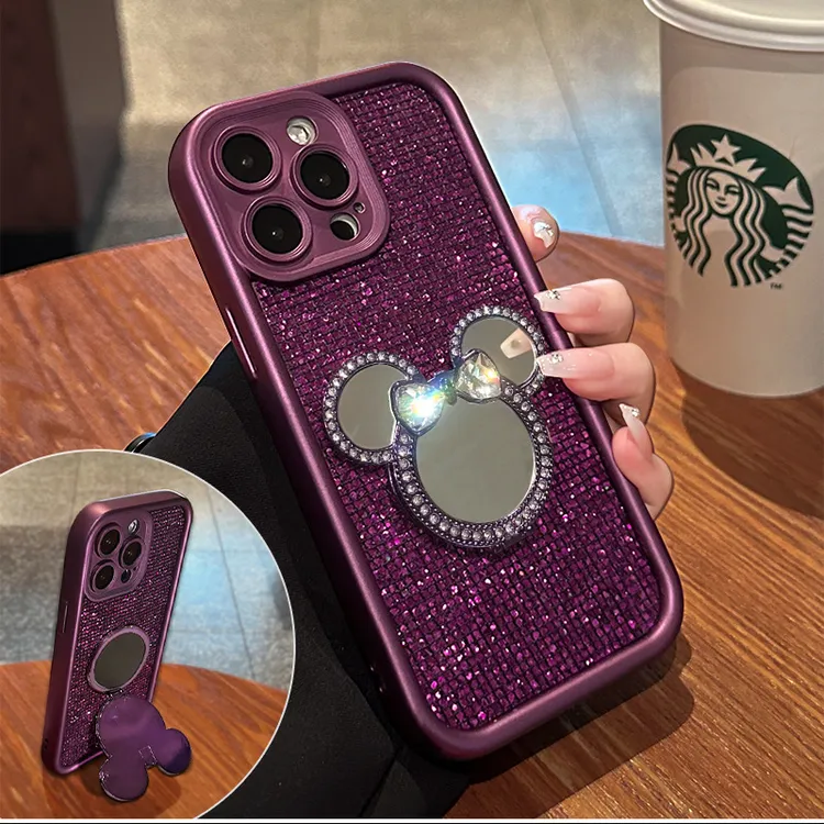 米奇镜子支架适用17系列手机壳iphone15小香风16轻奢13小米14