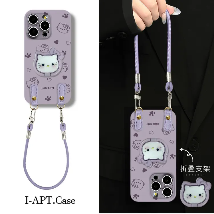 紫底KT猫爱心爪菲林软壳适用iPhone苹果16手机壳华为oppo小米vivo