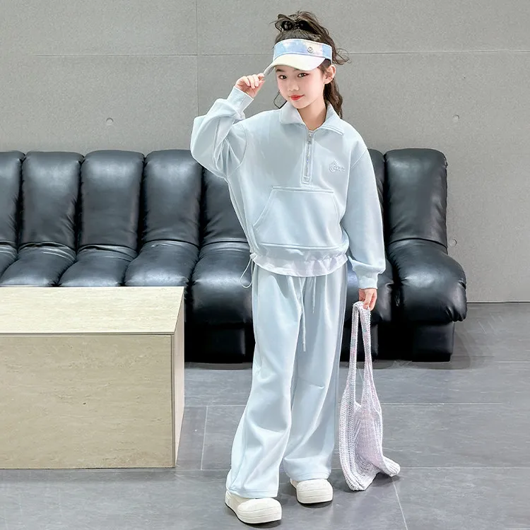 女童春季时尚两件套洋气时髦卫衣韩版休闲春秋运动百搭套装中大童