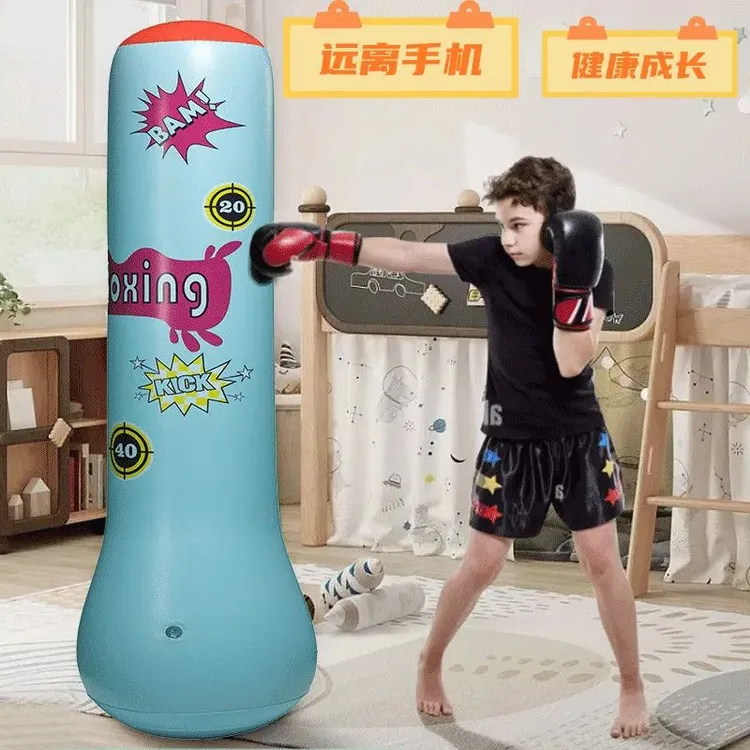 加厚耐打儿童充气拳击沙袋不倒翁家用反应沙包袋小孩解压训练器材商品图
