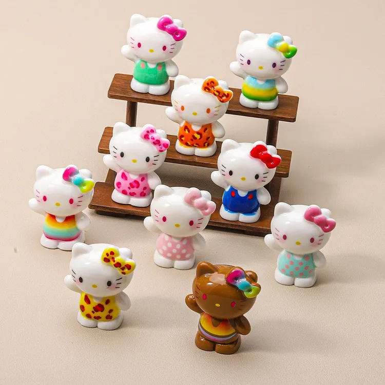 【双许愿+九宫格】彩虹糖kitty猫萌粒公仔办公桌面摆件