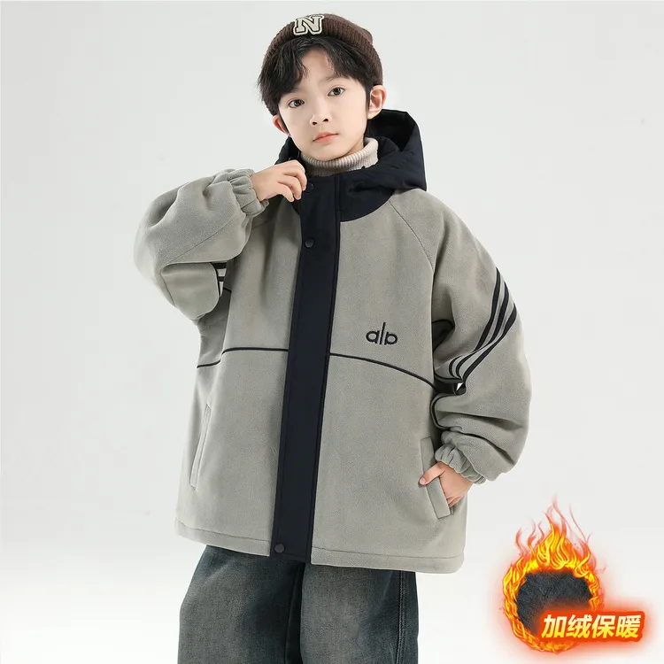 儿童装男童冬装加绒外套2025新款中大童秋冬款男孩冬季加厚派克服