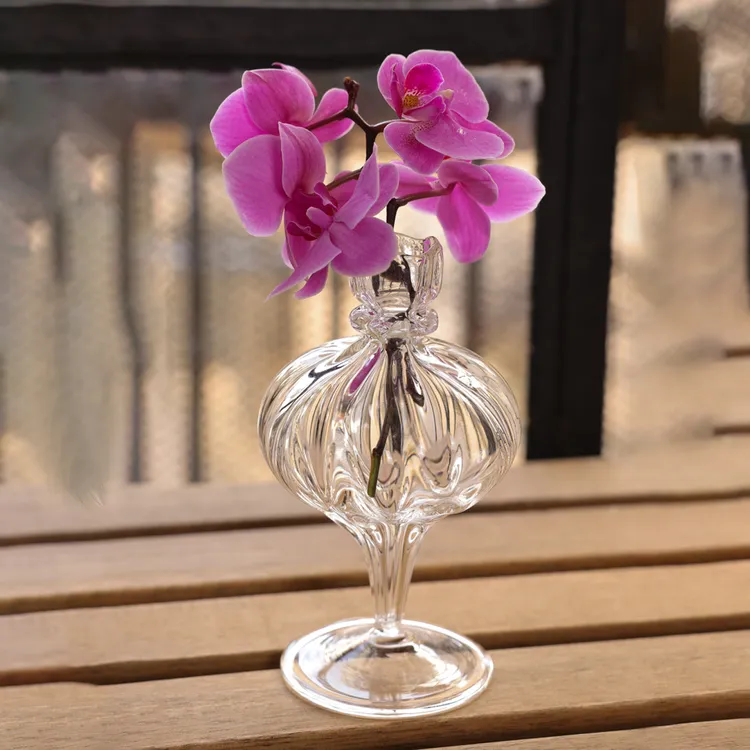 雅雅威尼斯风格手工吹制中古玻璃花瓶水晶六角料茶席桌面装饰摆件