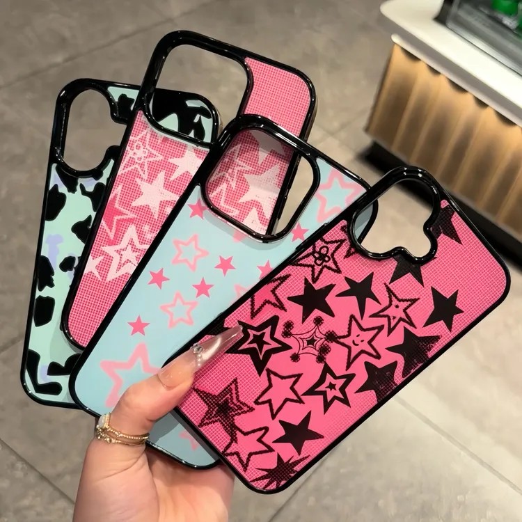 蓝黑色豹纹黑框适用iphone15/16手机壳苹果14plus套13/12/11防摔