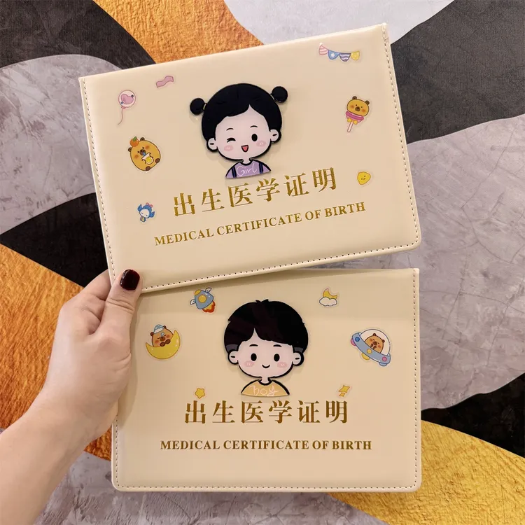 2025年医学出生证明保护套宝宝可爱卡通预防接种证儿童疫苗本皮套