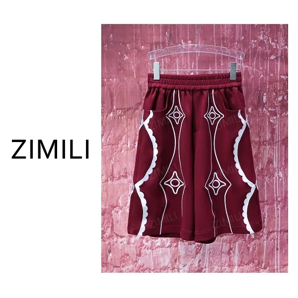 【亮哥女装】2025欧版安可拉红重工刺绣时尚A字阔腿短裤9172-H2