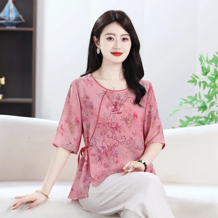 【运补6-8米】批发夏季新中式刺绣小衫国风文艺风套百搭上衣女小衫