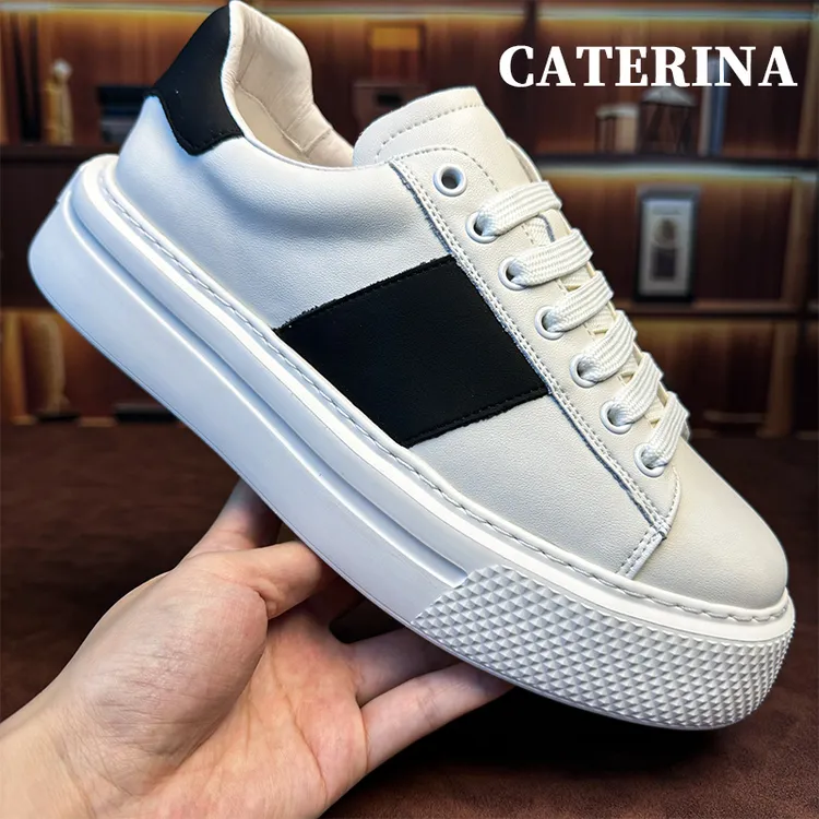 夏季真皮小白鞋男士板鞋轻奢厚底超轻运动潮流小众网红小白鞋男士