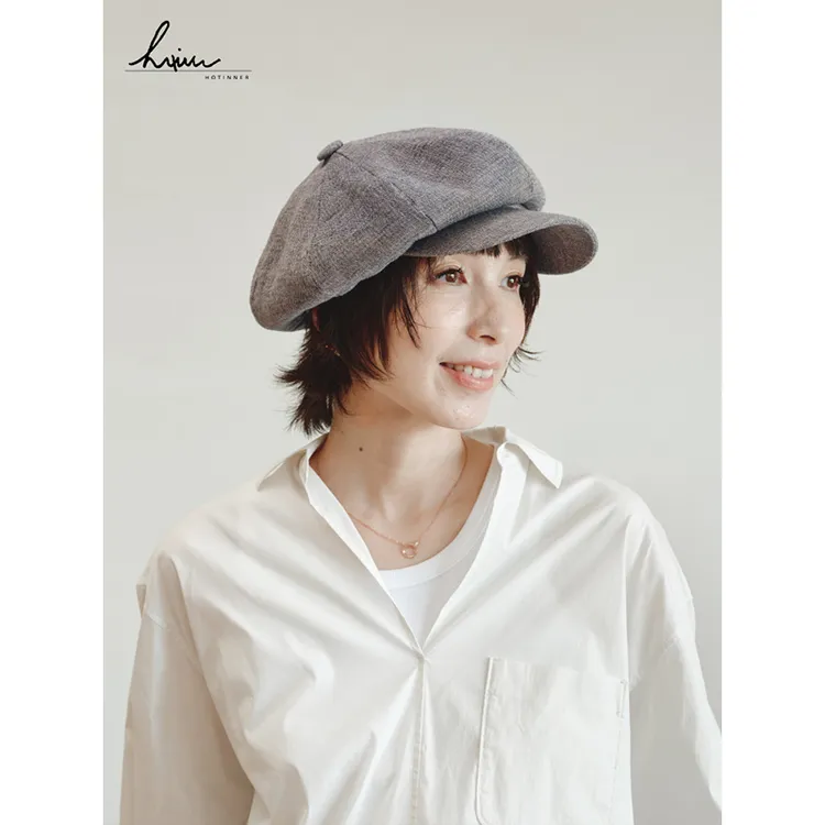 hotinner【小众水泥蓝色】复古八角帽灰蓝调工业风秋冬百搭八角帽