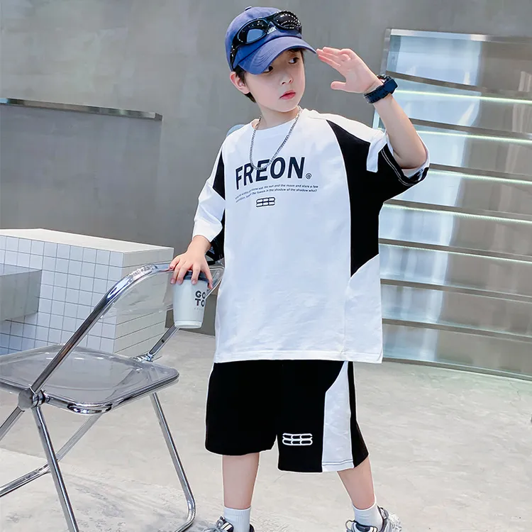 男童运动套装夏季2025新款儿童夏装中大童短袖两件套男孩帅气时髦
