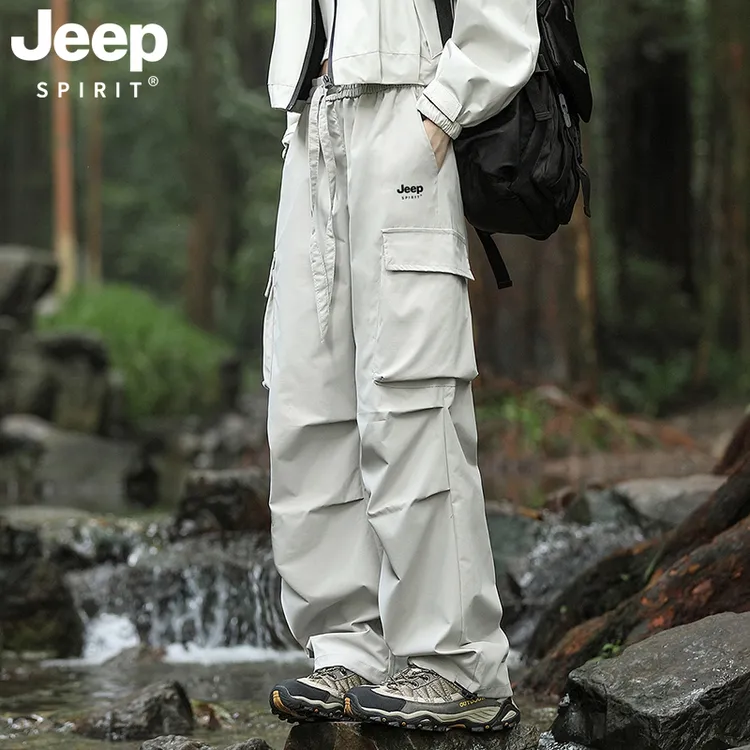 JEEP加绒工装休闲裤女冬季2025新款加厚防风冲锋裤男女滑雪运动裤