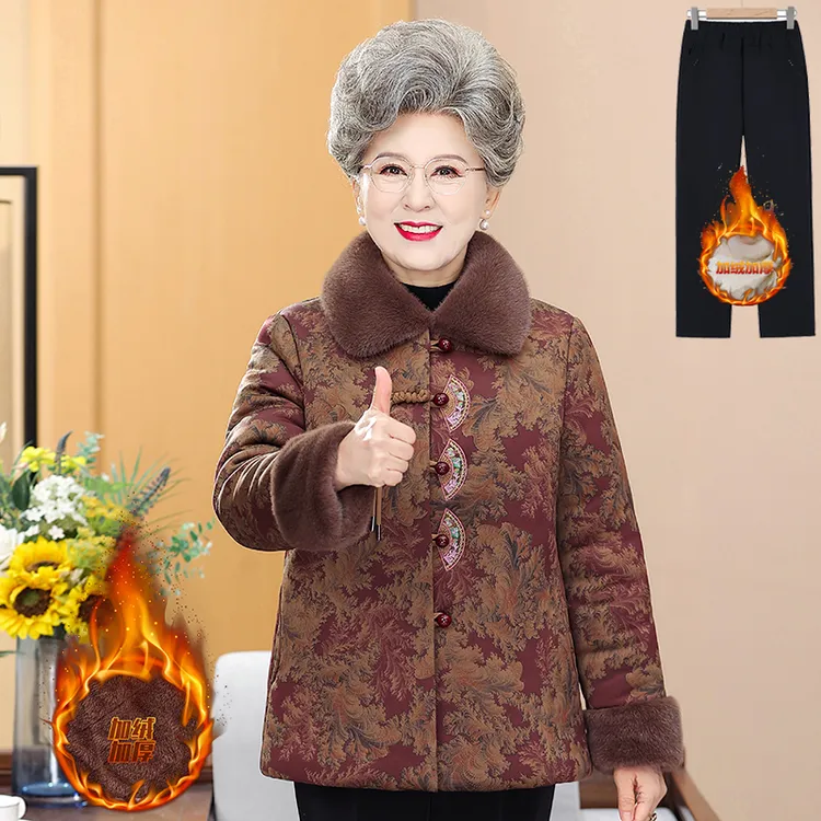 中老年老太冬装奶奶保暖棉袄老年人冬季棉衣加绒加厚婆婆过年衣服