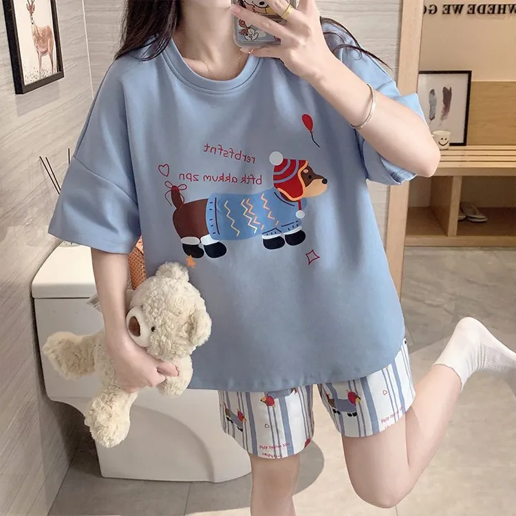 短袖短裤穿家居服年可外2025新款女士卡通套装夏款薄款睡衣女夏