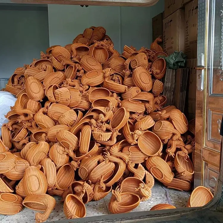 藤编动物筐源头厂家藤编篮子酒店创意零食筐鹿竹编水果篮藤筐