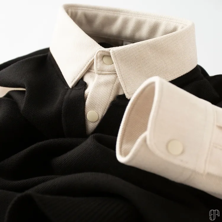 Mayi-冬季厚款保暖假两件高级感毛衣修身衬衫领休闲男毛呢针织衫