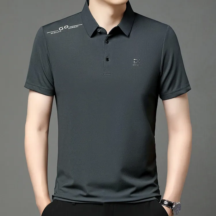 2025年新款夏季冰丝透气半袖中年爸爸POLO衫