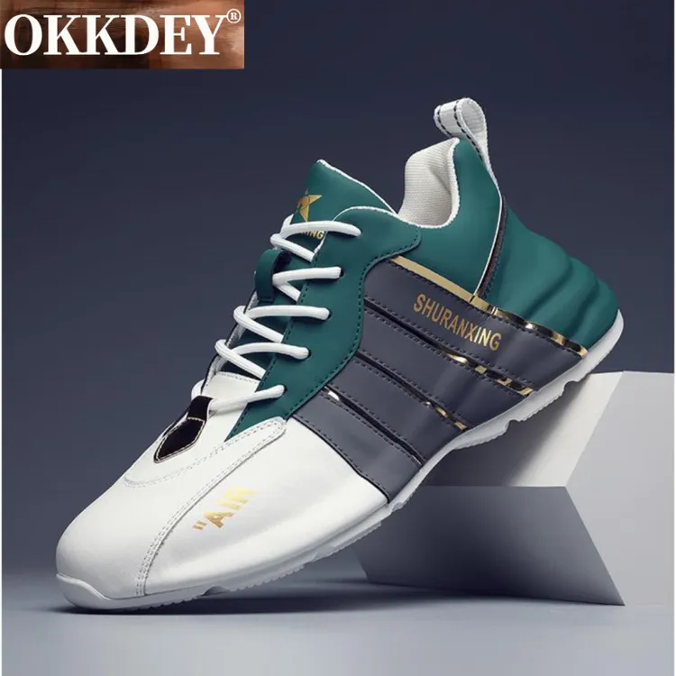 okkdey真皮厚底老爹鞋时尚潮流百搭休闲鞋软底运动鞋开车男鞋
