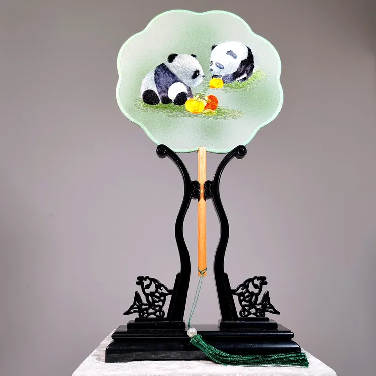 【萌宠动物】双面绣苏绣团扇非遗文化传承舞蹈扇宫扇走秀拍照扇子