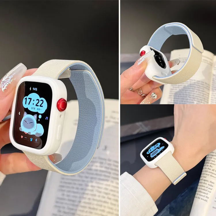 适用华为fit4硅胶磁吸一体式watchFIT4/3配保护壳4pro荔枝纹腕带