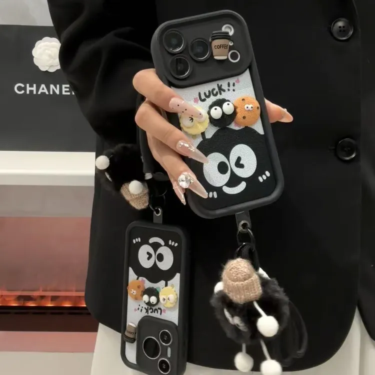 奥菲顿煤球饼干公仔挂绳适用苹果17高竹16手机壳华为vivo小米oppo