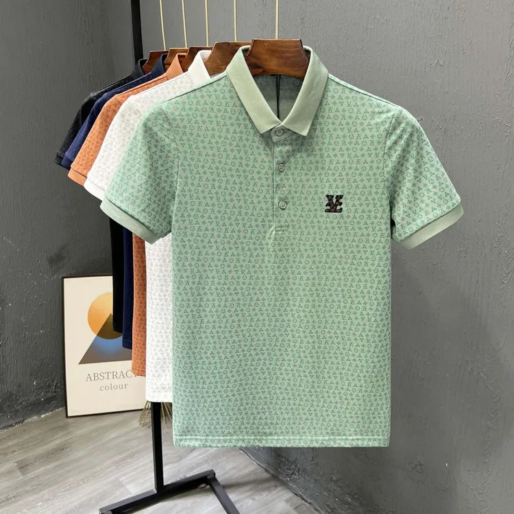 潮牌印花男士POLO衫短袖夏季潮薄款修身半袖T恤痞帅青年休闲上衣