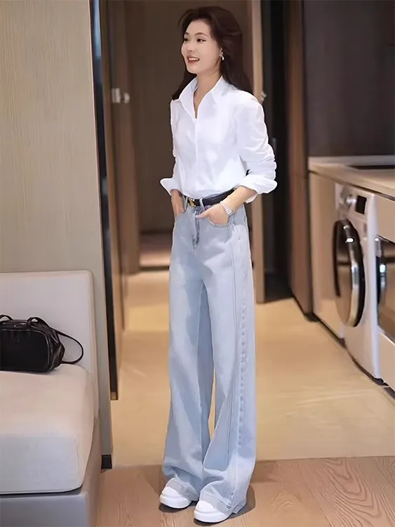 秋季新款女装一整套气质穿搭减龄超火高级感白色衬衫两件套装女夏