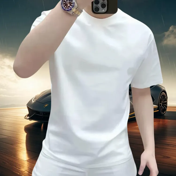 男士夏季索罗纳凉感短袖新款潮牌冰丝印花圆领半袖修身透气T恤