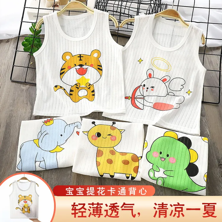 男女童背心外穿宝宝夏季纯棉中小童无袖背心T恤卡通小孩衣服现货