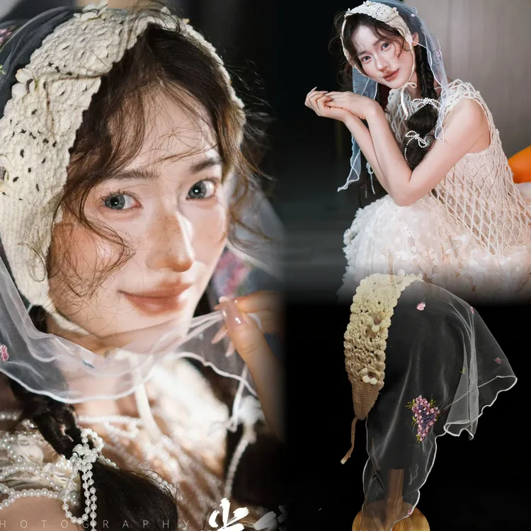 合金婚庆饰品 小众新品蕾丝手作设计感头饰婚礼跟妆轻法式配饰品