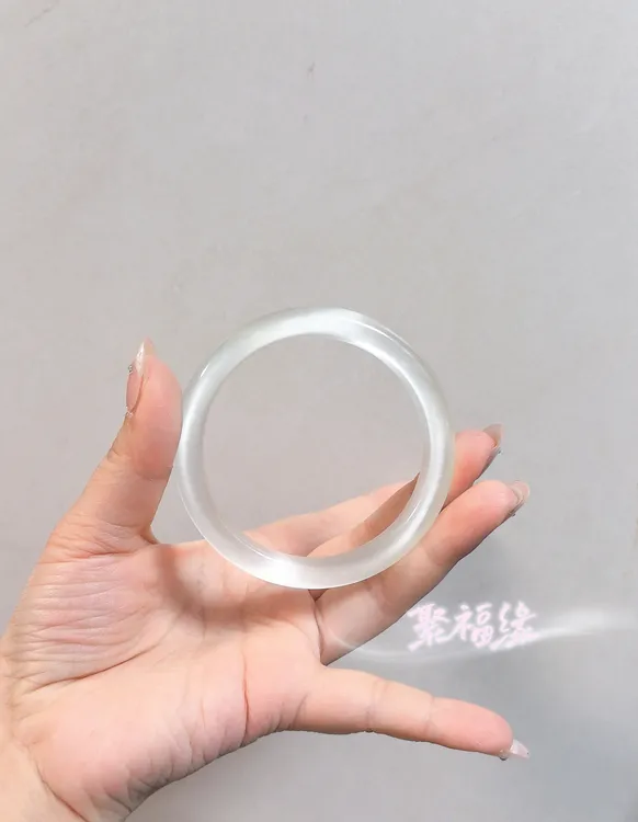 非金属玻璃手镯 冰透白月光手镯气质女百搭猫眼石琉璃手镯送礼盒