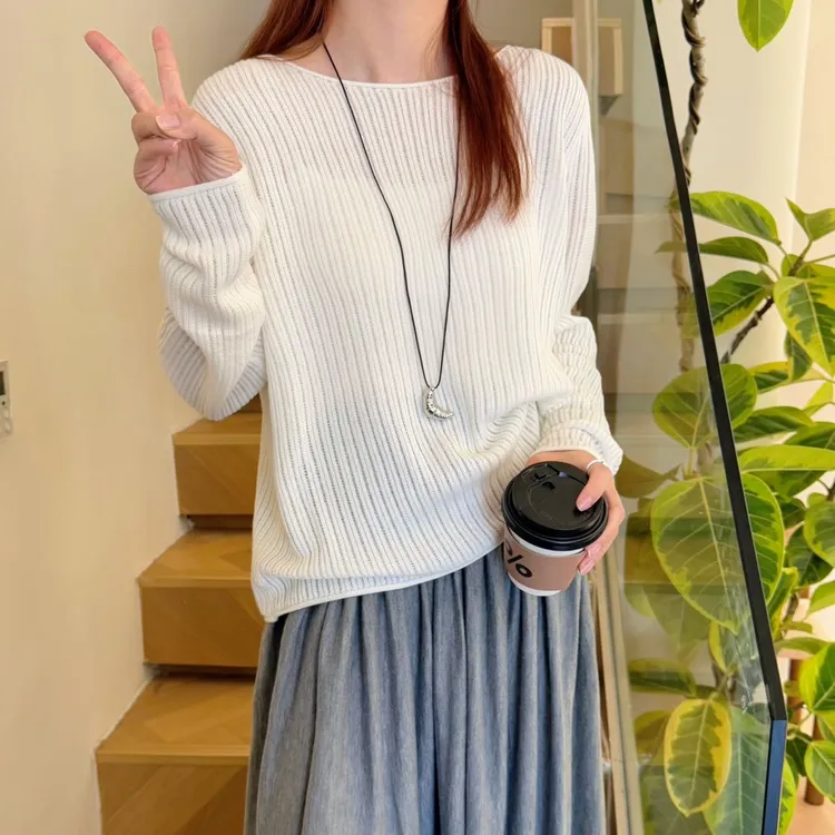 2025秋款镂空薄款针织罩衫女套头高级短款外搭长袖上衣