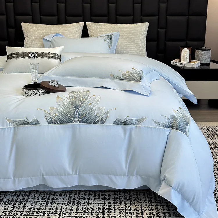 新款高级感母婴级长绒棉纯棉四件套全棉刺绣花被套床单枕套床品