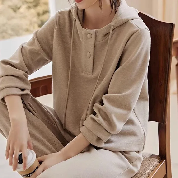美拉德穿搭女装慵懒风套装2025秋季新款时尚连帽薄款卫衣 两件套