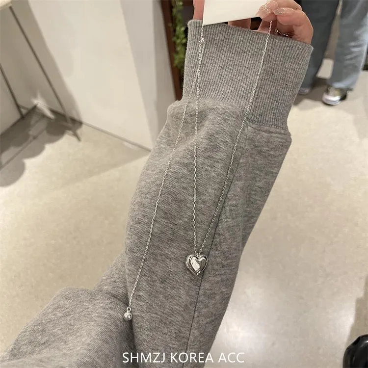 铜合金亚克力项链 时尚韩系韩国代购fever同款金属爱心项链小众高