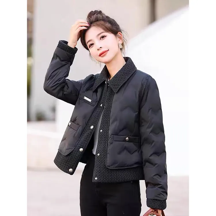 【万达撤柜】粗花呢风格轻量级羽绒服质女子冬季2024小经典西式短