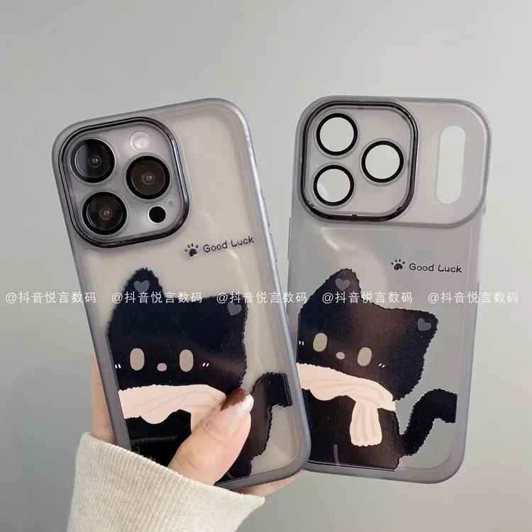 金属镜框适用iphone17promax苹果16手机壳15/14/13/12/11华为黑猫